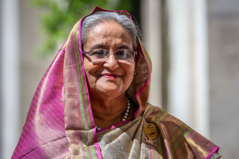 Sheikh Hasina, Bangladesh's prime minister, speaks during a session on day two of the Qatar Economic Forum (QEF) in Doha, Qatar, on Wednesday, May 24, 2023. The third Qatar Economic Forum will shine a light on the rising south-to-south economy and the new growth opportunities it presents to the global business community. Photographer: Christopher Pike/Bloomberg via Getty Images