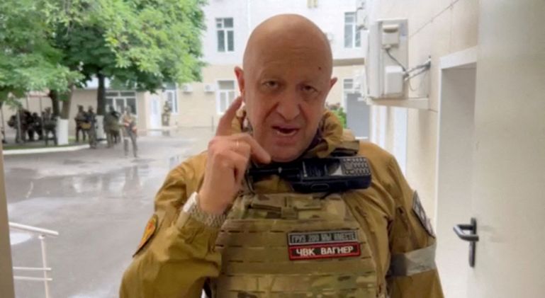 FILE PHOTO: Founder of Wagner private mercenary group Yevgeny Prigozhin speaks in the headquarters of the Russian southern army military command center in the city of Rostov-on-Don