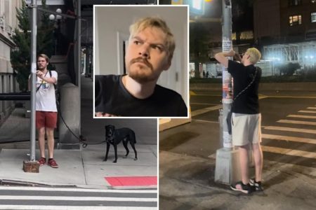 رجل مختل يُطلق عليه اسم “MackNazi” يرهب مدينة نيويورك ويمزق ملصقات الرهائن الإسرائيليين