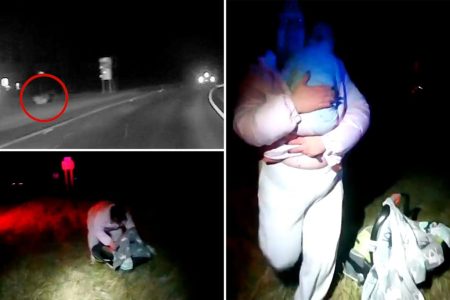 يُظهر مقطع فيديو مجنون أبًا سيئًا وهو يرمي رضيعًا من السيارة أثناء مطاردة الشرطة بينما تندفع الأم لإنقاذه: “لقد حصلت عليك ماما!”