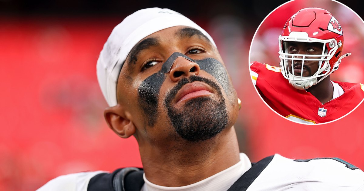 ظهرت النسور الترويجية QB Jalen Hurts في مشاجرة شفهية مع لاعبي Chiefs Chris Jones