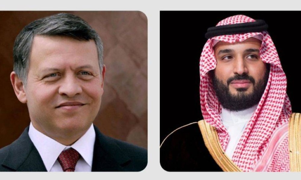 محادثة هاتفية بين ولي العهد وملك الأردن حول التطورات الإقليمية
