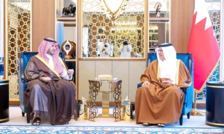 استقبال ولي عهد البحرين لتركي بن محمد بن فهد