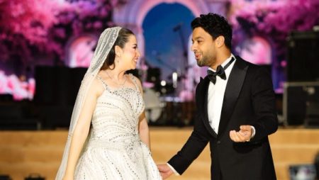 الصور الأولى لجلسة تصوير حفل زفاف أحمد جمال وفرح الموجي