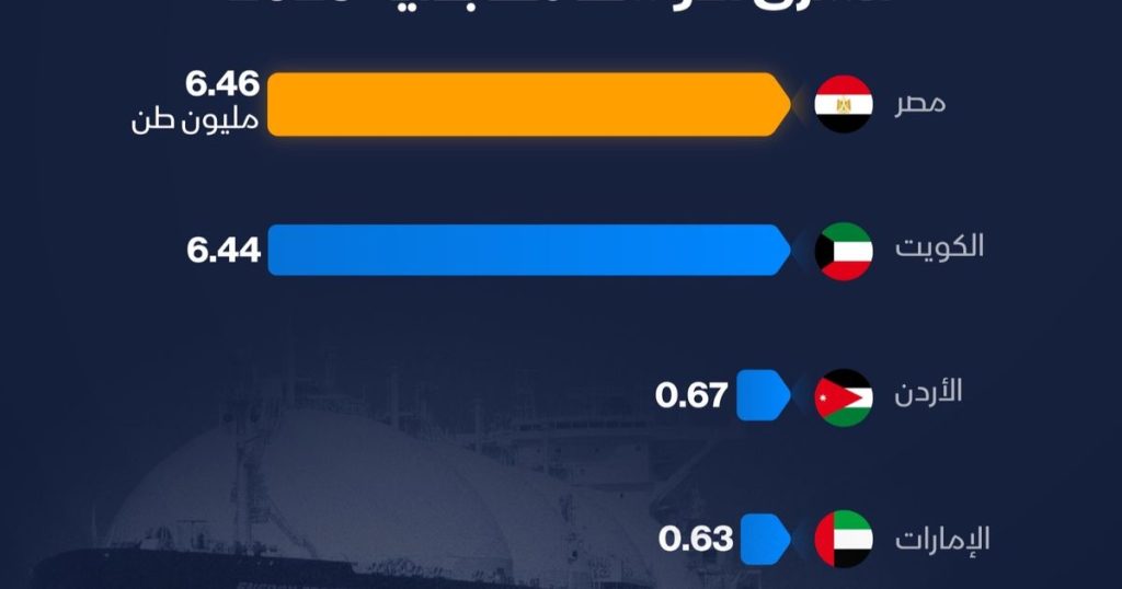 إنفوغراف: مصر تتصدر واردات الغاز المسال في الشرق الأوسط