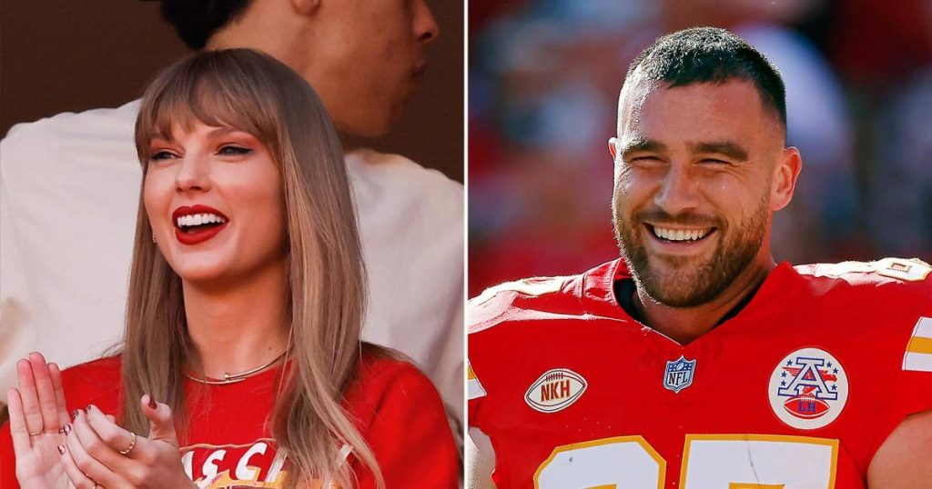 تايلور سويفت تهتف لخطيبها ترافيس كيلسي مع بريتاني ماهومز في لعبة Chiefs vs.Commanders