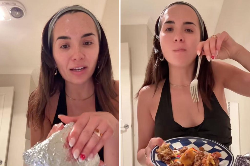 امرأة تعبّر عن صدمتها بهدية اللازانيا في موعدها الأول.