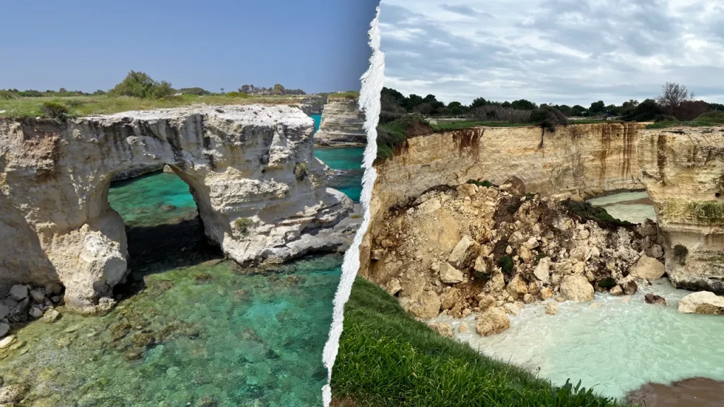 انهيار “قوس العشاق” في إيطاليا بسبب سوء الأحوال الجوية