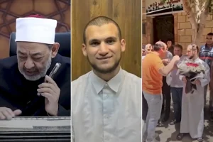 احتفال المصريين بحازم مصطفى بين مكالمة شيخ الأزهر وممر الورود